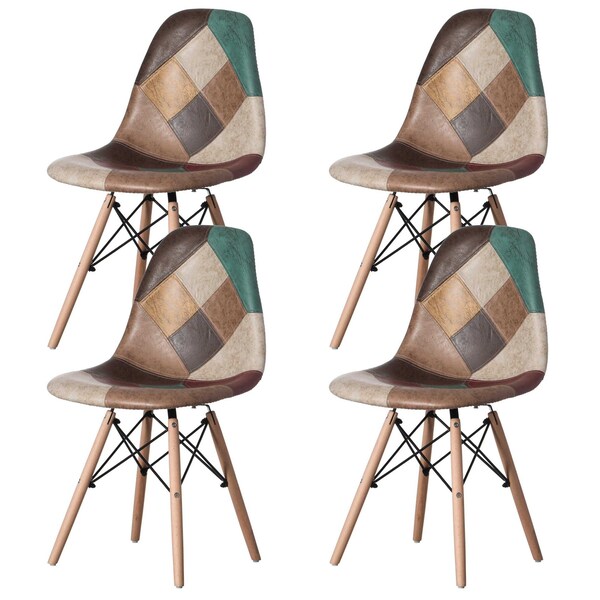 Fabulaxe Chair with Leather and Suede Like Tones with Wooden Legs, PK 4 QI004326.4 - main